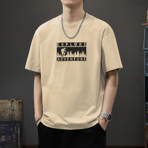 Áo Thun Nam Tay Ngắn Mùa Hè Cotton Nguyên Chất Dáng Rộng Đa Năng in Họa Tiết Thường Ngày Thoáng Khí Thoải Mái