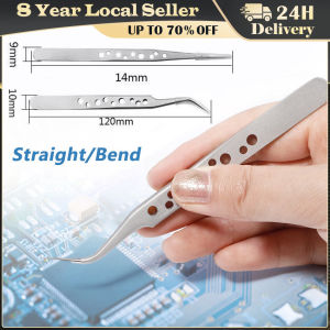 Electronics Industrial Tweezers Anti-static ESD Curved Straight Tip Precision Stainless Steel Phone Repair Hand Tool Industrial Tweezers Electronics Anti-static Curved Straight Tip Precision Stainless DIY Hand Tools Sets Forceps Phone Repair