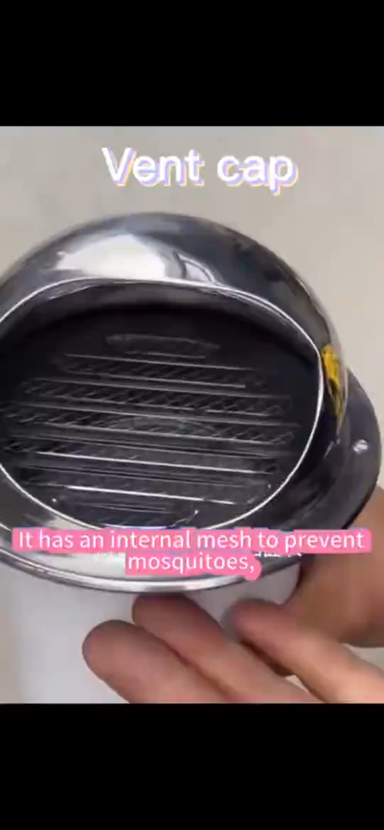 outdoor Stainless Steel Rainproof Exhaust Vent Cap for Home Kitchen with Free Screws & No-Nail Glue Included