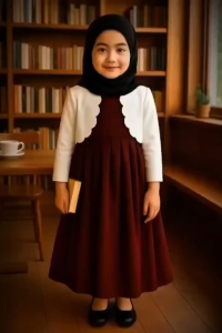 Dress Anak Hitam Putih  Anak Perempuan Usia 5-16 Tahun