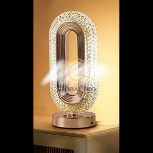 CRYSTAL Modern Table Lamp Oval Table Lamp Dimmable Touch Lamp with 3 Colors Lampu Tidur Rechargeable Light Bedside Lamp