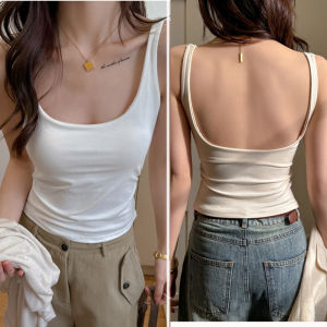 Miiow | Cat Lady 2025 Womens Summer Outerwear Black Backless Tank Top With Chest Pad Vest Slimming Auxiliary Breast Concealment Base Layer