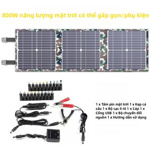 Bộ Sạc Năng Lượng Mặt Trời Gấp Gọn 800W 1200W 3 Lớp Tích Hợp Pin 12V Và Cổng USB 5V Cho Điện Thoại Máy Tính Xách Tay Cắm Trại