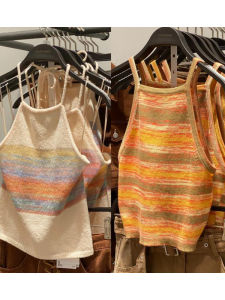 Handpicked Pure Desire Style Womens Summer Short Knitted Vest Strapless Slim Fit Hand-tied Fashionable Striped Top