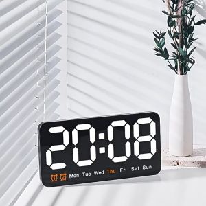 Electronic Wall Clock Temperature Date Table Clock Wall-mounted Dual Alarms Digital LED Clocks for Home Bedroom
