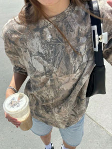 Y2K เสื้อยืดสตรีรอบคอเต็มตัวพิมพ์หลวมแขนสั้นแฟชั่น Casual Retro เสื้อผ้าแนวโน้มผู้หญิง TOP TEE