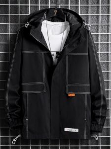 ROMON | Lormen Mens Jacket Spring Autumn New Style Short Windproof Casual Outdoor Workwear Hooded Sportswear Fleece Lined Coat