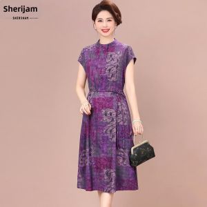SHERIHAM | Đầm Hè Hoa Tím Elegance Accentuating Vòng Eo Plus Size