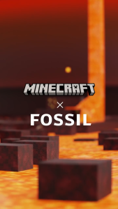 Fossil Gent LE1252 Minecraft Limited Edition The End 44 mm Purple Dial Black Leather Band Chronograph Quartz Watch