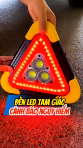 Đèn led cảnh báo tam giác đèn báo sự cố biển cảnh báo hình tam giác sạc pin năng lượng mặt trời
