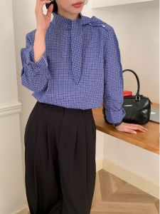 เสื้อเชิ้ตผู้หญิงแขนยาวหลวมๆ ดีไซน์เก๋ไก๋หวานๆ ปี 2025 เสื้อเชิ้ตผู้หญิงคอปกครึ่งตัวสไตล์ลำลอง