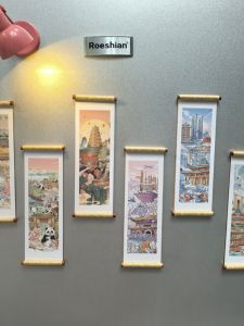 Creative Cultural Tourism Souvenir Fridge Magnet Scroll Calligraphy Painting Style Beijing Xian Shanghai Xiamen Nanjing Landmark