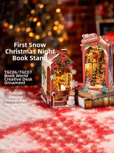 JINWUCHUANGYI | DIY Mini House Bookend Christmas Scenery Childlike 3D Puzzle