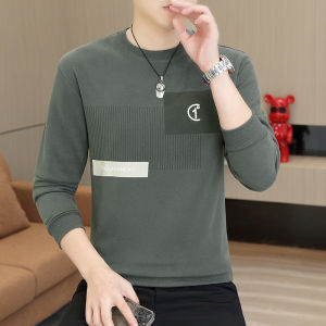 Áo Thun Nam Tay Dài Cổ Tròn Dáng Rộng Thời Trang Thường Ngày Mùa Xuân Thu Áo Phông Cotton Polyester in Họa Tiết Thời Trang