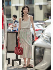 Casual Striped Shirt And Skirt Set Womens Summer 2025 New Korean Design Feeling Two-Piece Suit Long Sleeve Button-Up Style
