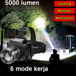 HOHODALINK Senter LED Kepala Super Terang Lampu Cas Depan Kepala Anti Air Waterproof Charger Senter Camping Headlamp Luar RuanganSenter Super Terang Jarak JauhSenter Kepala Anti AirSenter Cas KepalaSenter Tahan Light Bisa Di Cassenter kepala