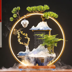 Luxurious Self-Circulating Waterfall Figurine Creative Wealth Attracting Office Desktop Living Room Beauty Salon Opening Gift Box