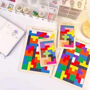 Wooden Intelligence Russian Puzzle Block Boarding Game Wooden Tetris Educational Games Permain Kanak