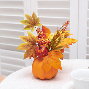 1PC simulation pumpkin ornament Halloween harvest festival pumpkin autumn indoor home and office desktop simulation flower
