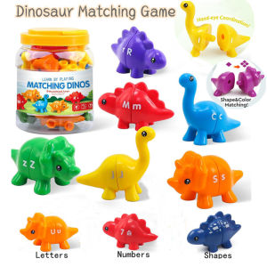Montessori Learning Toys for Toddlers 1-3 Matching Letters Numbers Fine Motor Toy Dinosaur Numbers Games for Kids Alphabet Match Game with Uppercase Lowercase Preschool Educational Learning Dinosaur Set for Boys Girls