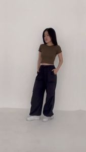ZAYIDA Yuna Cargo Pants - Celana Cargo Wanita tali serut terbaru koreean style loose pants Jumbo