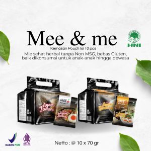 Mie instant HNI - mee & me - kemasan pouch isi 10 pcs - rasa ayam Bawang - Bebas Gluten