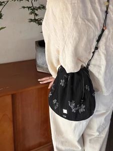 New Guo Feng Retro Exclusive Summer Easiest for Match Casual Silk Pouch Closed Bag Female Niche Style Woven Beads Crossbody Cloth Bag