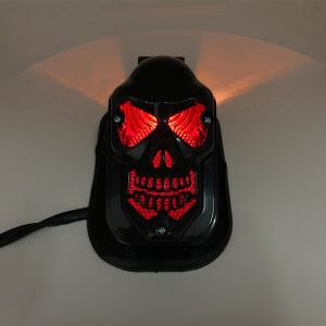 Universal Vintage Skull rear tail light ABS Ghost face look Brake Light for Motorcycle modification With bracket