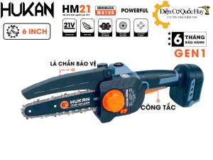 Máy cưa xích Pin 15cell Hukan HM 21 CX1106R lam 6 inch không chổi than sử dụng chân pin phổ thông