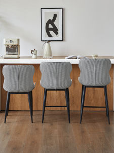 Elevated Luxury Dining Chair Bar Stool High Legged Stool Home Use Comfortable Seat Multi-Layer Wooden Board Leather Cushion