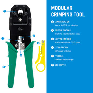 Cat5 RJ45 Crimping Tool 8P6P4P Ethernet LAN Cable Crimper Stripper Pliers for RJ45 RJ11 RJ12 with Mini Stripper