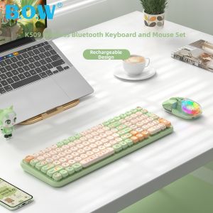 B．O．W | Wireless Bluetooth Wired Tri-Mode Keyboard Mouse Set Office Quiet Typing