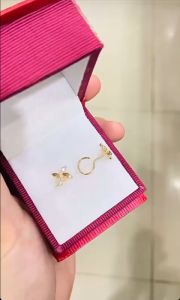 Anting toge emas asli kadar 70 16k love kerabu tauge branded clover beige