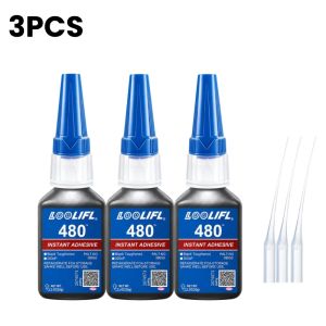LOOLIFL | Black Super Glue 480 Fast-Drying Black Cyanoacrylate Suitable for Leather Rubber Tires and Plastic High-Strength Liquid Glue Crack Repair Adhesive for Repairing Mobile Phones and Tablets.