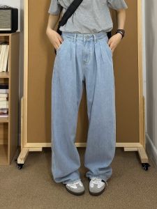 Quần Jeans Jeans Ống Thẳng Rộng Phong Cách Nhật Bản Cho Nam Nữ Quần Dài Dài Đến Sàn Quần Jeans Thường Ngày Cho Nữ