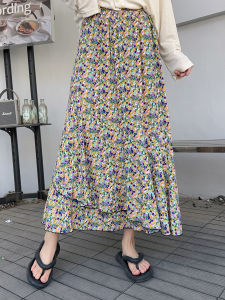 Váy Dài Chữ a Bằng Vải Lụa Cotton Mùa Hè Mỏng Thanh Lịch Đa Năng Thon Gọn Họa Tiết Hoa Đuôi Cá Váy Bằng Cotton Nhân Tạo