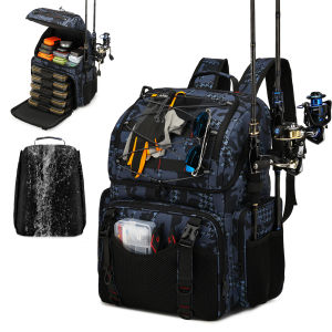 Fishing Backpack 45L Cooler Fishing Tackle Storage Bag with Rod Holders & Rain Cover Camping Hiking Outdoor Multifunctional Bag