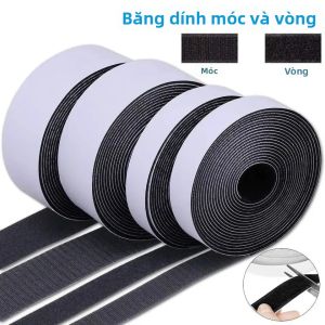Miếng Dán Ma Thuật Tự Dính Velcro Hai Mặt 1/5/10M Đen Trắng Băng Dính Móc Và Vòng Lông Mềm Dùng Cho Túi Xách Và Quần Áo