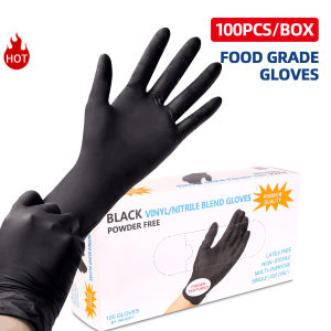 Poseidon | POSEIDON 100Pcs Black Nitrile Disposable Gloves Professional High Quality Glove For Home Cleaning Tattoo Hair Dye Beauty