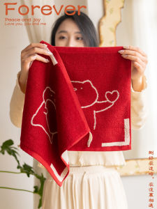 Cute Couple Face Towels Absorbent Pure Cotton Mens Handkerchiefs Red Male Full Cotton Home New Style Hand Drying Towels