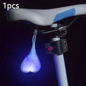 Cycling Balls Tail Waterproof Silicone Tail Heart Shape Bicycle Taillight Rear Lights Night Warning Led Bicycle Seat Back Egg La