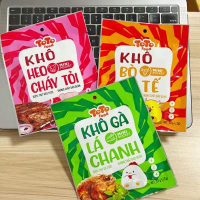 [1 XÂU 10 BỊCH 20g] Snack Khô Bò Sa Tế | Khô Heo Cháy Tỏi | Khô Gà Lá Chanh - 20 grams