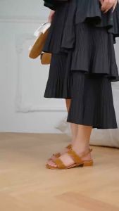 Women Double Glossy Strap Heels Sandals Elegant Slingback Sandals