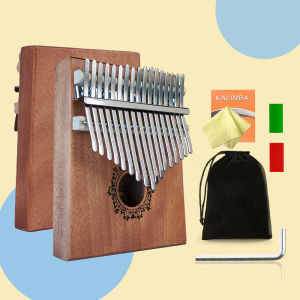 DOZZLY Kalimba Thumb Piano 17 Keys Portable Wood Finger Piano with Hammer Gifts for Kids and Adults Beginners