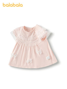 Balabala cô gái ngọt ngào ngắn tay lưới áo thun cotton lớp lót mùa hè 2025