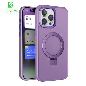 FLOVEME Luxury Candy Color Matte Back Cover For iPhone 14 13 12 11 Pro Max 14 Plus Bumper With Metal Lens Frame Ring Holder Magsafe Wireless Charging Back Cover For iphone 14 13 12 11