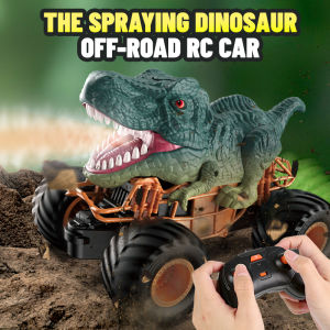 2.4GHz Remote Control Dinosaur Car Trucks Toys RC Dino Car with Light Sound & Spray Indoor Outdoor All Terrain Electric RC Car Toys Perfect Christmas Gifts for Kids Boys