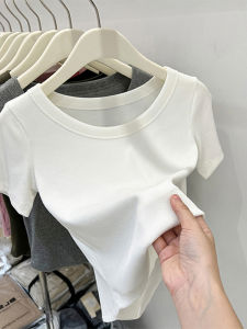 Áo Thun Nữ Tay Ngắn Dáng Ôm Màu Trắng Mùa Hè Cỡ Lớn Áo Lót Bên Trong Cho Phụ Nữ Trẻ Tuổi Thường Ngày Cổ Tròn