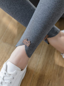 Leggings Womens Spring Autumn Thin Outerwear High Waist Style in Gray Thread Plus Size Ladies Plus Size Long Johns Cotton Pants Stretch Tight Pants