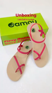 CAMOU Sandal Karet Flats Teplek Wanita Dewasa Empuk Tali Silang Kekinian Empuk Nyaman LELA LYCHEE